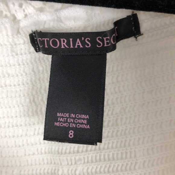 Vintage white short puff sleeve crochet lace square neck mini dress 8 - Picture 9 of 9